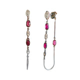 18k White Gold Snake Chain Earrings with Diamonds and Rubies Earrings - Moritz Glik rubies Ready to Ship