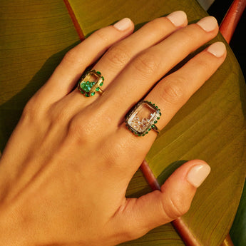 Antique Ring Petite Emerald Rings - Moritz Glik emeralds Ready to Ship diamonds