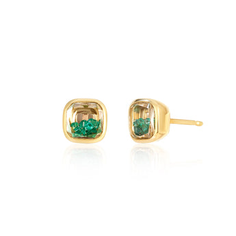 Neue Cushion Stud Earrings Emerald Earrings - Moritz Glik Ready to Ship emeralds