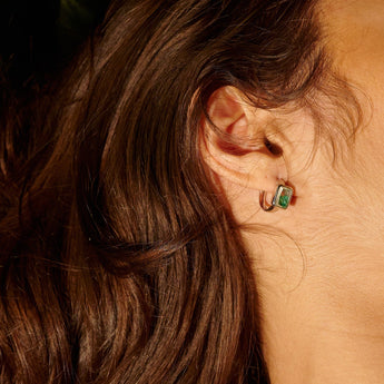 Neue Step - Cut Huggie Earrings Emerald Earrings - Moritz Glik Ready to Ship emeralds