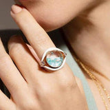 Paraiba Evil Eye Shaker Ring Rings - Moritz Glik Paraiba Paraibas Enamel