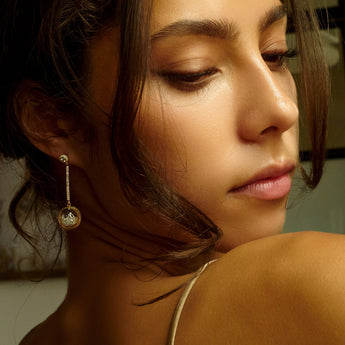 Snow Globe Enamel Earrings Earrings - Moritz Glik Enamel Ready to Ship diamonds