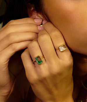 Ten Fourteen Ring Petite Emerald Rings - Moritz Glik Ready to Ship emeralds
