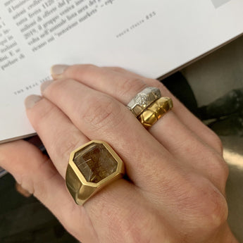 18k Gold and Rutilated Quartz Ring Rings - Moritz Glik Ready to Ship rutilated quartz Archived