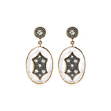 18k Gold and Sterling Earrings with Rose Cut Diamonds Earrings - Moritz Glik diamonds Ready to Ship Archived