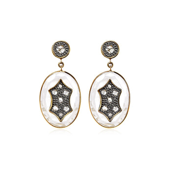 18k Gold and Sterling Earrings with Rose Cut Diamonds Earrings - Moritz Glik diamonds Ready to Ship Archived