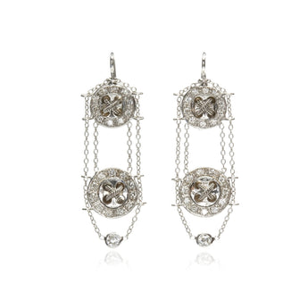 18k White Gold Snake Knot Earrings With Diamonds Earrings - Moritz Glik diamonds Ready to Ship Archived