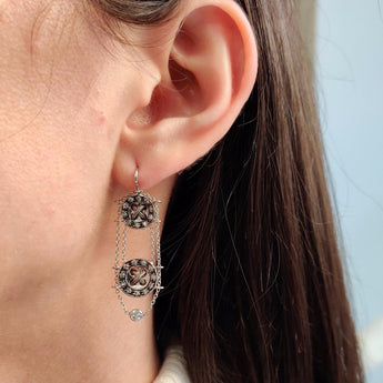 18k White Gold Snake Knot Earrings With Diamonds Earrings - Moritz Glik diamonds Ready to Ship Archived