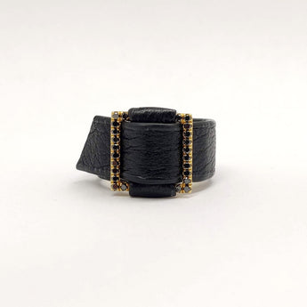 Buckle Diamond and Leather Ring Rings - Moritz Glik Leather diamonds