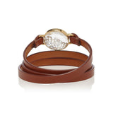 Champagne Leather Bracelet Bracelets - Moritz Glik Leather diamonds