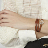 Champagne Leather Bracelet Bracelets - Moritz Glik Leather diamonds