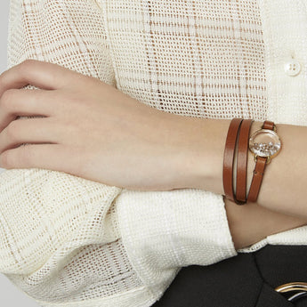 Champagne Leather Bracelet Bracelets - Moritz Glik Leather diamonds