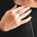 Crescent Turquoise Shaker Ring Rings - Moritz Glik Celestial diamonds Apollo