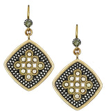 Cushion Diamond and Blackened Silver Earrings Earrings - Moritz Glik diamonds Archived