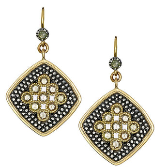 Cushion Diamond and Blackened Silver Earrings Earrings - Moritz Glik diamonds Archived