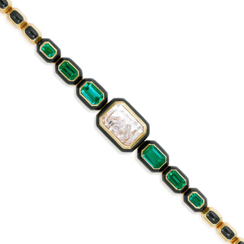 Enamel Tennis Bracelet Emerald Bracelets - Moritz Glik emeralds Enamel diamonds