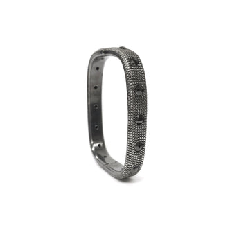 Men's Sterling Silver and Black Diamond Bangle Bracelets - Moritz Glik flash sale mixed metals Black Friday