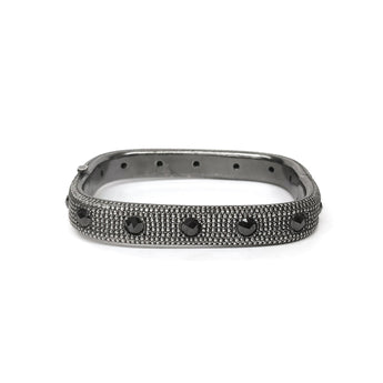Men's Sterling Silver and Black Diamond Bangle Bracelets - Moritz Glik flash sale mixed metals Black Friday