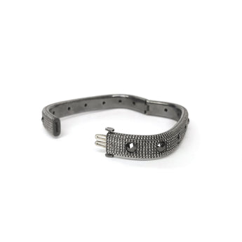 Men's Sterling Silver and Black Diamond Bangle Bracelets - Moritz Glik flash sale mixed metals Black Friday