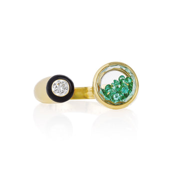 Orbita Enamel Ring Emerald Rings - Moritz Glik emeralds Enamel Apura
