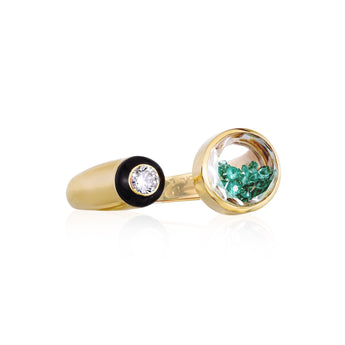 Orbita Enamel Ring Emerald Rings - Moritz Glik emeralds Enamel Apura