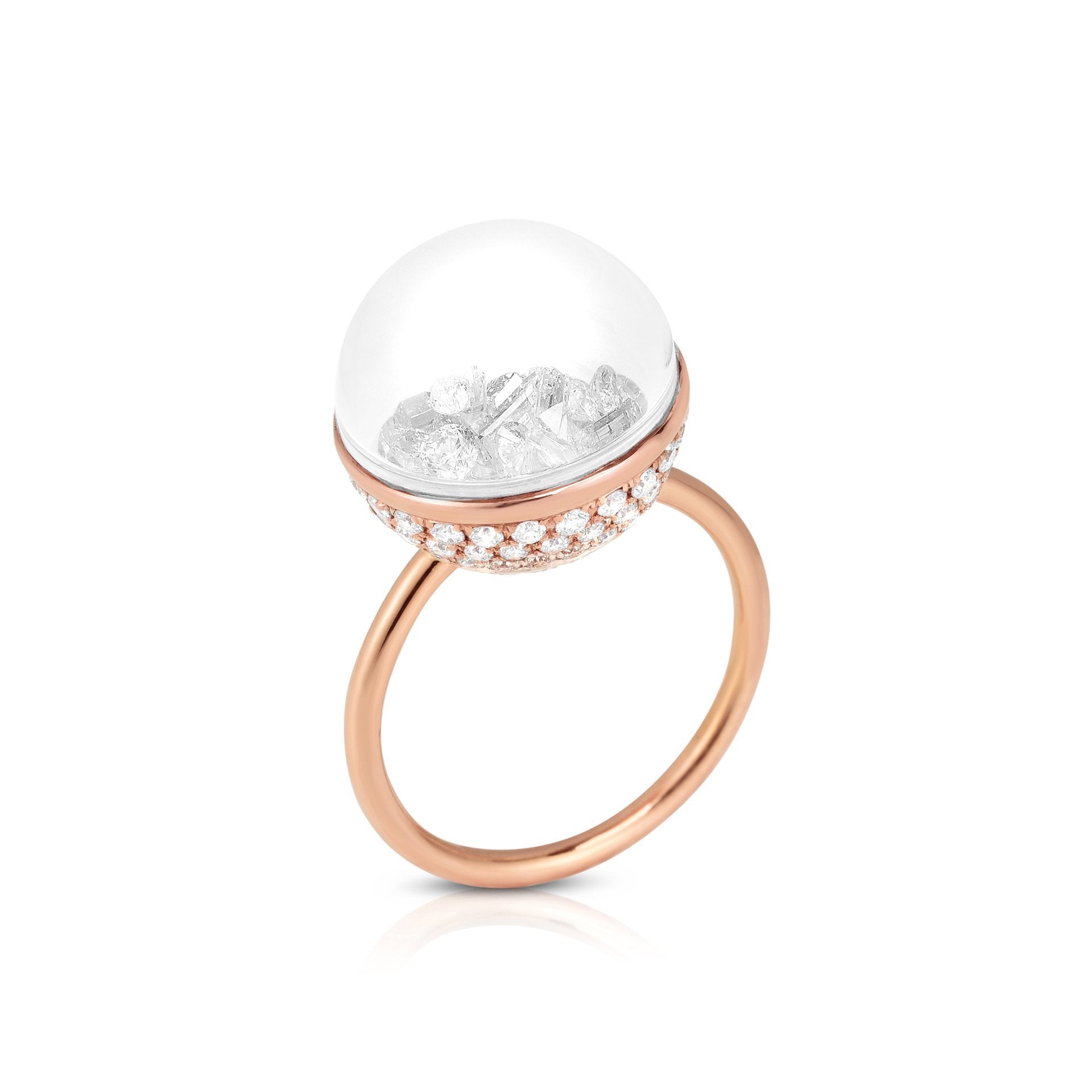 Snow Globe Diamond Shaker Ring in 18k Gold Moritz Glik