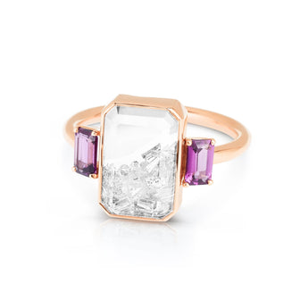 Three Stone Shaker Ring Purple Rings - Moritz Glik diamonds Kaleidoscope Colors Core