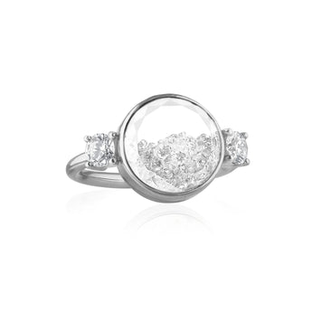 Three Stone Shaker Ring Round Rings - Moritz Glik Core diamonds Alternative Bridal