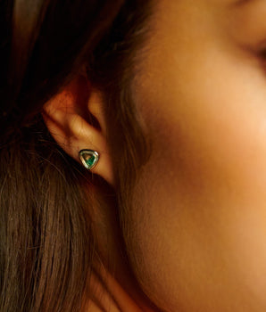 Neue Heart-ish Stud Earrings Emerald