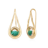 Garoa Drop Earrings Emerald by Moritz Glik in 18k yellow gold with 0.54ct emeralds in Kaleidoscope Shakers on white background