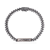 Men's Curb Chain Bracelet by Moritz Glik with 0.43ct of black diamonds enclosed in a rectangular Kaleidoscope Shaker™ in blackened sterling silver and 18k gold
