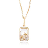 Ten Fourteen Petite Necklace Yellow Rose-Cut by Moritz Glik with 0.63ct of yellow rose-cut diamonds enclosed in a Kaleidoscope Shaker™ in 18k gold.