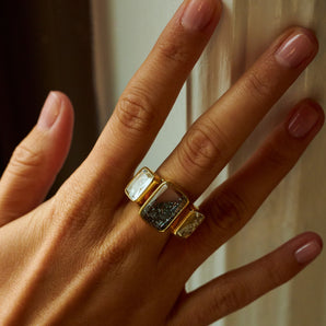 Ten Fourteen Triple Stack Ring Black & White
