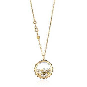 Antique 18 Necklace Yellow Necklace - Moritz Glik Ready to Ship Yellow Rose Cut diamonds