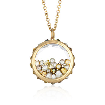 Antique 18 Necklace Yellow Necklace - Moritz Glik Ready to Ship Yellow Rose Cut diamonds