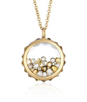 Antique 18 Necklace Yellow Necklace - Moritz Glik Ready to Ship Yellow Rose Cut diamonds
