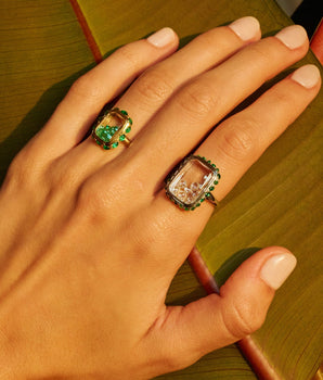 Antique Ring Petite Emerald Rings - Moritz Glik emeralds Ready to Ship diamonds