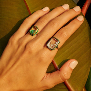 Antique Ring Petite Emerald Rings - Moritz Glik emeralds Ready to Ship diamonds