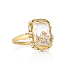 Antique Ring Petite Yellow Rings - Moritz Glik Yellow Rose Cut diamonds