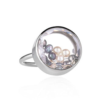 Concha 15 Gray Pearl Ring Rings - Moritz Glik diamonds Pearls black diamond