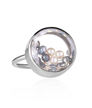 Concha 15 Gray Pearl Ring Rings - Moritz Glik diamonds Pearls black diamond