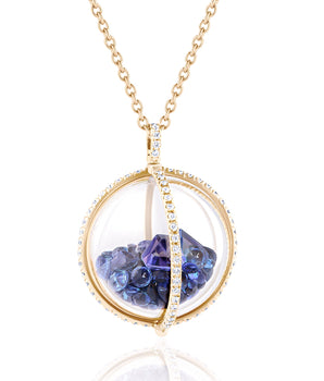 Globe 20 Necklace Blue Necklaces - Moritz Glik sapphires Ready to Ship