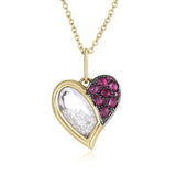 Heart Rose - Cut Ruby Necklace Necklaces - Moritz Glik Ready to Ship rubies diamonds