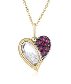 Heart Rose - Cut Ruby Necklace Necklaces - Moritz Glik Ready to Ship rubies diamonds
