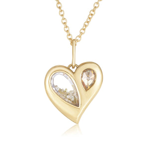 Heart Yellow Pear Diamond Necklace Necklace - Moritz Glik Ready to Ship Yellow Rose Cut diamonds