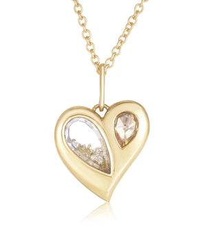 Heart Yellow Pear Diamond Necklace Necklace - Moritz Glik Ready to Ship Yellow Rose Cut diamonds