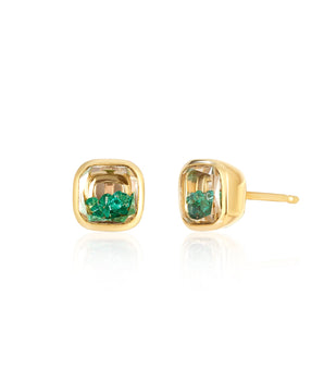 Neue Cushion Stud Earrings Emerald Earrings - Moritz Glik Ready to Ship emeralds