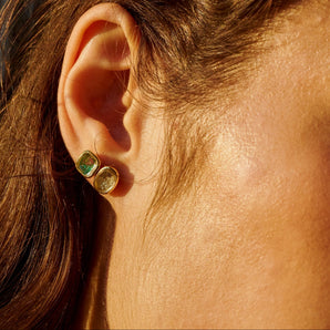 Neue Cushion Stud Earrings Emerald Earrings - Moritz Glik Ready to Ship emeralds
