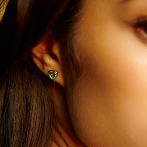 Neue Heart - ish Stud Earrings Emerald Earrings - Moritz Glik Ready to Ship emeralds