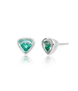Neue Heart - ish Stud Earrings Emerald Earrings - Moritz Glik Ready to Ship emeralds